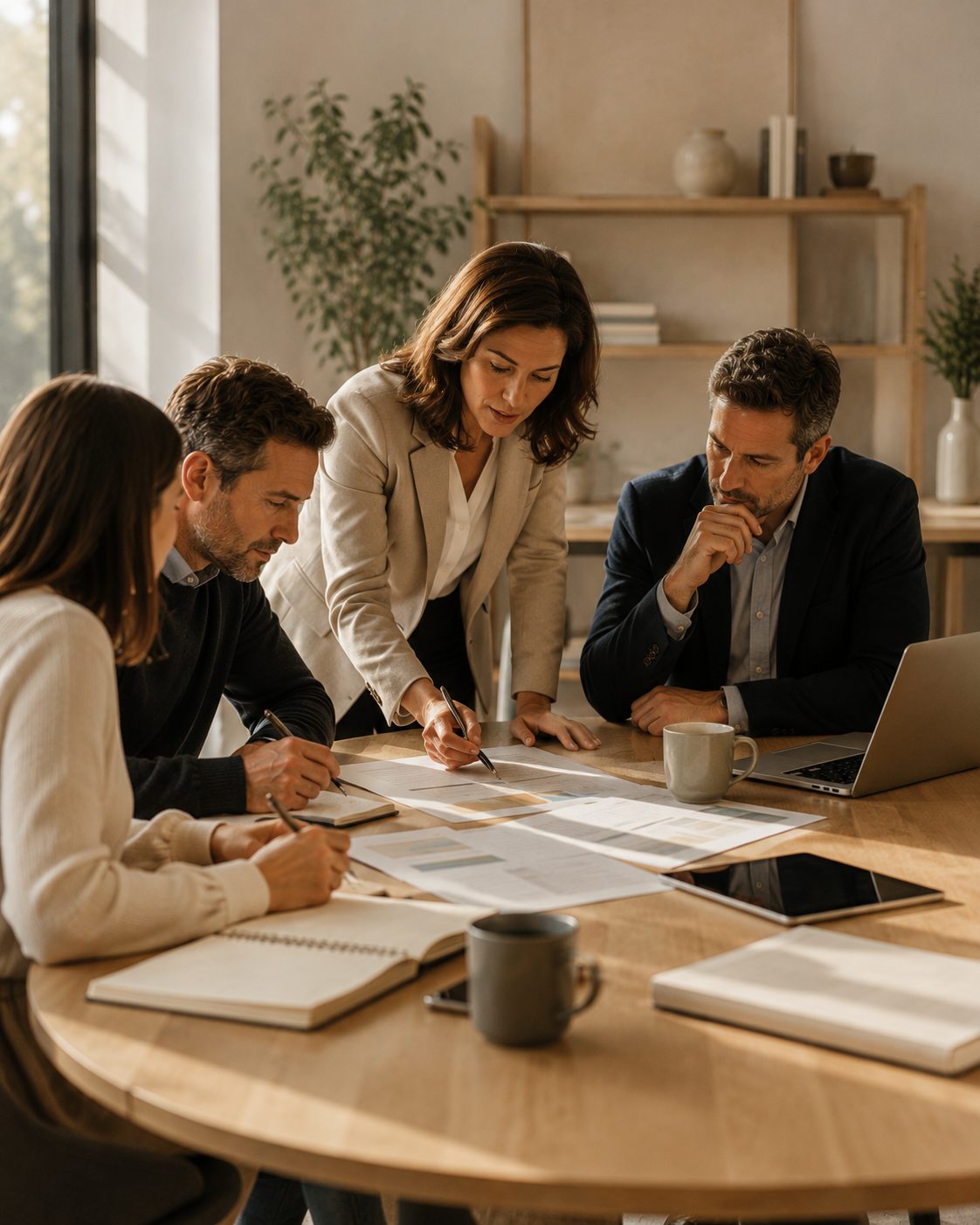 Conduire le changement — équipe en transformation et manager accompagnant un collectif dans la conduite du changement